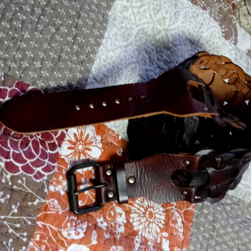 Dark brown wide leather belt